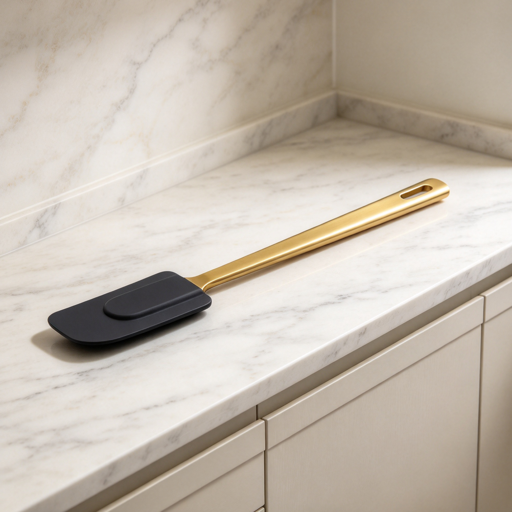 Gold-Plated Flexible Silicone Spatula Scraper