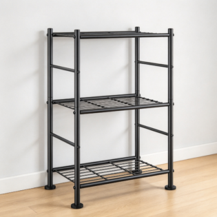 Black Metal Storage Shelf with Adjustable Feet