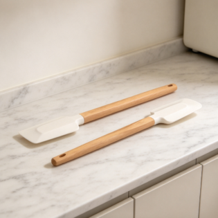 Wooden-Handle Silicone Spatula for Baking Cooking Mixing