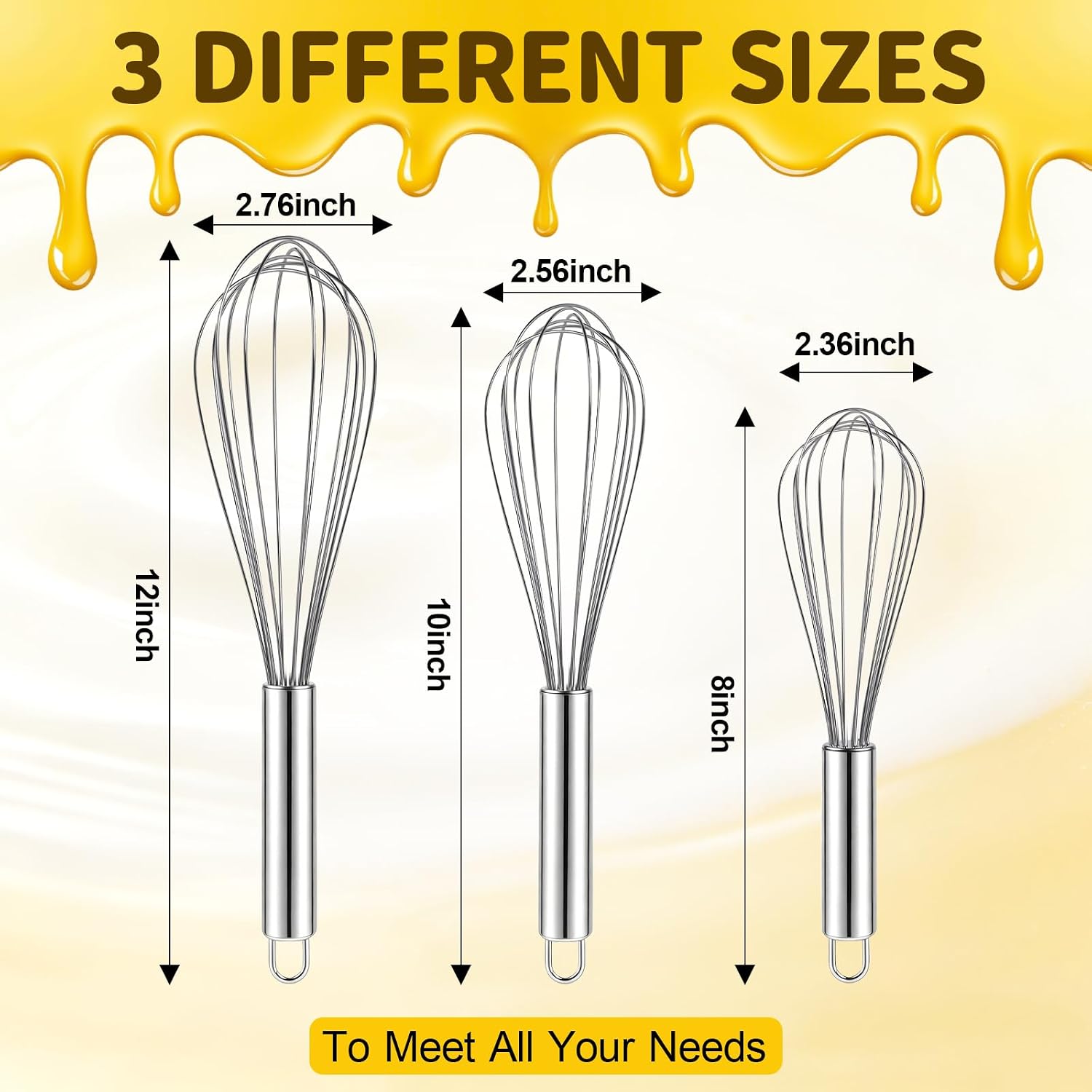 Heavy-Duty Stainless Steel Wire Whisk Set - Image 2