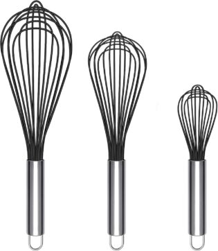 Silicone Whisk with Stainless Steel Handle, Heat-Resistant